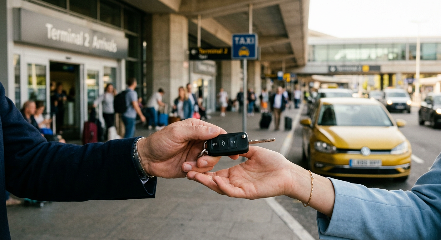 A GET IT colleague handing car keys to a customer